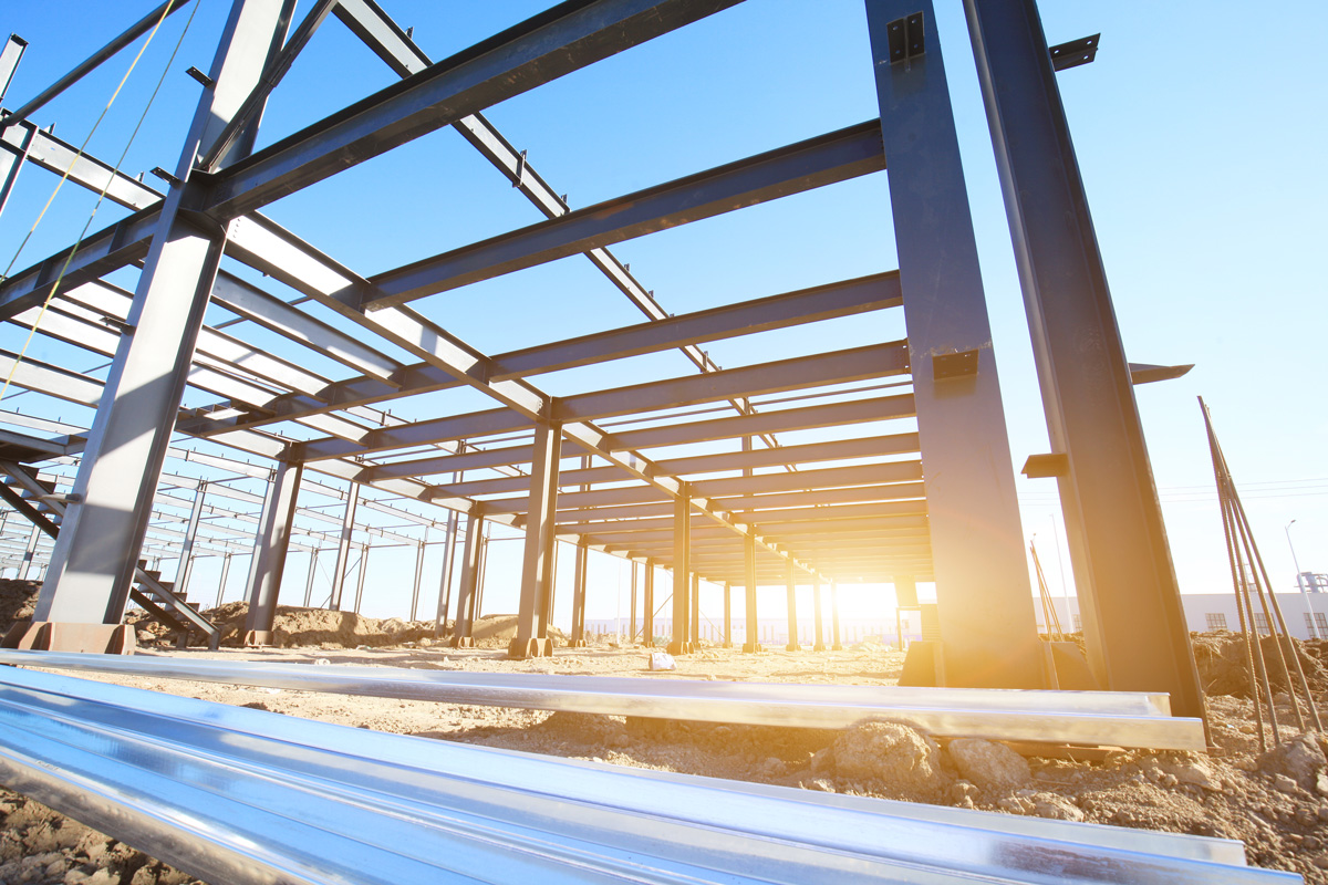 Structural steel beams building a structure in El Paso.